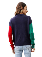 Chandails tricotés à manches longues et col rond pour femmes, pull brodé de flocons de neige, arbre de noël, vêtements d'hiver