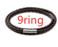 Bracelet tressé en cuir véritable, perles en acier inoxydable personnalisées, bracelet à breloques avec nom