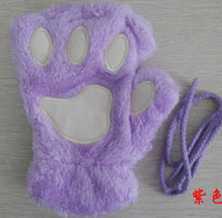 Gants d'hiver demi-couverture patte ours chat griffe, jolis doigts courts