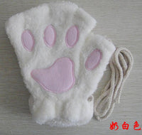 Gants d'hiver demi-couverture patte ours chat griffe, jolis doigts courts