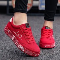 Zapatos de lona con estampado de amor para mujer y hombre, zapatos planos con cordones, informales, deportivos, para amantes, Día de San Valentín