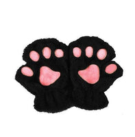 Gants d'hiver demi-couverture patte ours chat griffe, jolis doigts courts