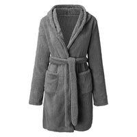 Plush Hooded Short Bath Robe