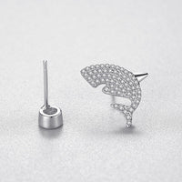 Boucles d'oreilles grand requin blanc en argent S925, plein de diamants