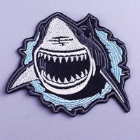 Pâte de tissu de broderie de requin d'animation de dessin animé
