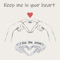 Romantic Heart Hand Hug Fashion Ring For Women Couple Jewelry Silver Color Punk Gesture Wedding Men Finger Accessories Gifts