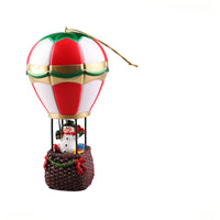 Adornos de decoración de muñeco de nieve de Papá Noel con globo aerostático luminoso navideño de resina navideña