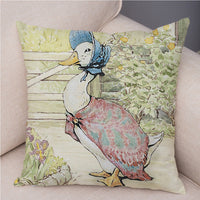 Storybook Cartoon Rabbit Peach Skin Fabric Pillow Cover