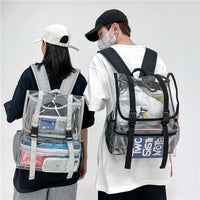 Mochila transparente con solapa superior