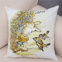 Storybook Cartoon Rabbit Peach Skin Fabric Pillow Cover