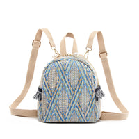 Mini sac à dos tissé de loisirs de voyage en paille