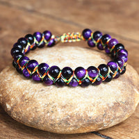 Bracelet Ajustable Oeil de Tigre tissé à la main