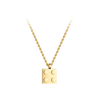 Square Building Block Pendant Necklace
