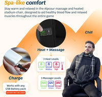Alpcour Heated Massage Reclining Stadium Seat For Bleachers With Back Support