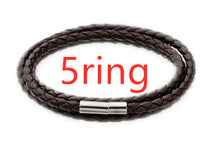 Bracelet tressé en cuir véritable, perles en acier inoxydable personnalisées, bracelet à breloques avec nom