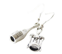 Silver Alloy Red Wine Bottle Wine Opener Earrings