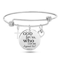 Pulsera con dije de brazalete cruzado con escritura bíblica