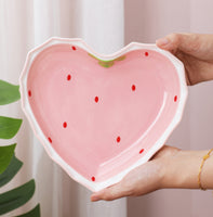 Ceramic Strawberry Heart Shaped Bowl