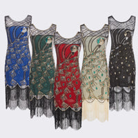 Robe paon sans manches en maille pailletée pour femmes