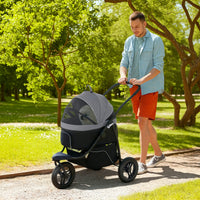 3 In 1 Pet Jogging Stroller For Small Dogs And Cats With Detachable Carrier, Storage Basket, Gray