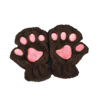 Gants d'hiver demi-couverture patte ours chat griffe, jolis doigts courts