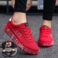 Zapatos de lona con estampado de amor para mujer y hombre, zapatos planos con cordones, informales, deportivos, para amantes, Día de San Valentín