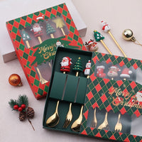 Stainless Steel Christmas Spoon And Fork Set, Creative Gift Tableware, Cute Christmas Tree & Snowman Coffee Spoons (6 Pcs)