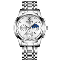 Calendrier lumineux étanche en cuir véritable montre de mode en acier inoxydable (hommes)