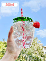 Cute Strawberry Tumbler with Straw