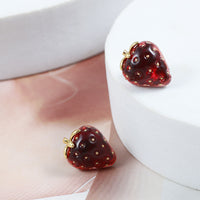 Red Resin Strawberry Stud Earrings