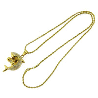 Collier pendentif en forme de requin de boxe incrusté de strass pour hommes et femmes