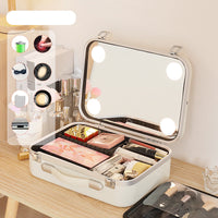 Fashionable Large Capacity Cosmetic Case With Mirror and Light