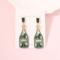 All-matching Graceful Diamond Drop Oil Fashion Imitation Pearl Wine Bottle Shape Earrings