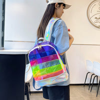 Mochila transparente de PVC arcoíris
