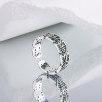 Bague en argent Sterling S925, queue de paon, Antique rétro incrusté de Zirconium vert