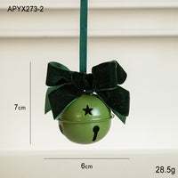 Christmas Little Bell Shape Velvet Bow Small Hanging Ornament
