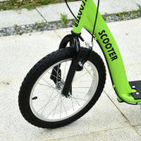 Youth Scooter With Adjustable Handlebar, Front And Rear Dual Brakes & Inflatable Wheels, For Kids 5 Green