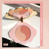 Sea Shell Powder Blush Bronzer Highlighter 2-in-1 Mirror Compact