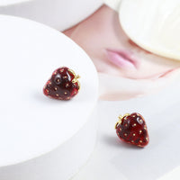 Red Resin Strawberry Stud Earrings