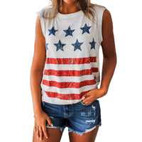Summer Women's Crew Neck Printed Sleeveless Top
