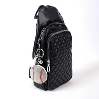 Bling Crystal Baseball Sport Tassel Keychain
