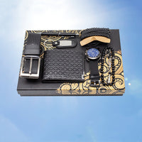 Watch Wallet Belt Bracelet Keychain Beads Pen 7 Pcs Gift Set (Mens)