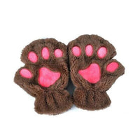 Gants d'hiver demi-couverture patte ours chat griffe, jolis doigts courts