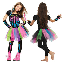 Costume de squelette arc-en-ciel pastel néon (enfant)