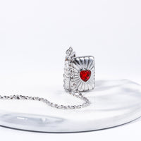 Retro Love Zircon Heart Album Locket Necklace