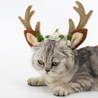 Antlers Pet Cat Dog Floral Headband