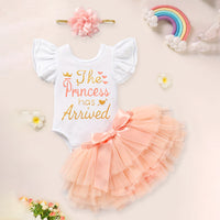 Newborn Baby Girl Outfits Infant Letter Print Romper Tutu Skirt Set