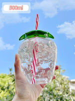 Cute Strawberry Tumbler with Straw