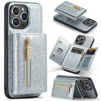 Two-in-one Magnetic Glitter Leather Wallet iPhone Case