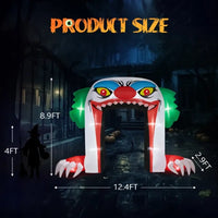 8.9 FT Halloween Inflatables Clown Archway Outdoor Decorations, Scary Halloween Giant Clown Blow Up Decorations With Built-in LED Lights For Holiday Party Front Yard Lawn Garden Decor